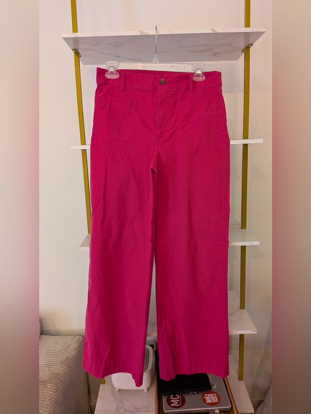 J. Crew Factory Bright Pink Wide-Leg Cotton Pants